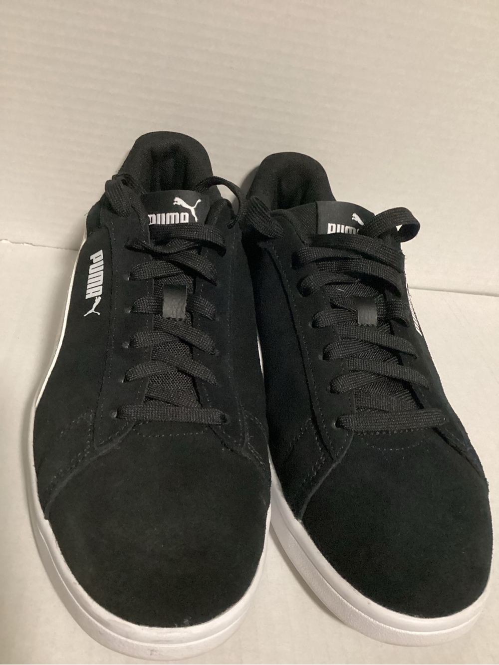 Puma Black Suede Sneakers with White Sole